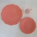vintage hazel atlas pink platonite newport hairpin dinnerware (3 pieces)