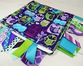 Security Blanket - Fleece Baby Girl Lovie -  Woodland Owls in Purple