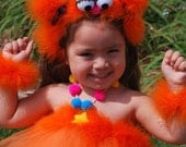 Custom made Glam Orange Monster Costume Tutu Dress Up Perfect for Birthdays 6 pc. set