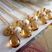 CUSTOM INITIAL AND STONE - AAA GOLDEN CITRINE CUSTOM INITIAL GOLD DISC PEARL in 14k Gold Filled Chain Necklace