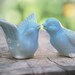 Bird Wedding cake toppers in robins egg blue love birds in a wedding dance