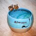 Yarn Bowl, knitting bowl, large, robins egg, owls handmade ceramic pottery