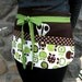 Modern Utility Apron, Foodphyte Original Six Pocket Apron for Crafters, Vendors or Teachers in Gray & Yellow Stripes, Dots, Birds