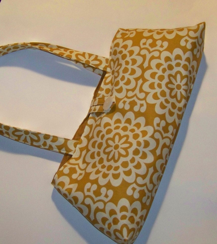 Handbag Satchel in Amy Butler Lotus Flower in Mustard