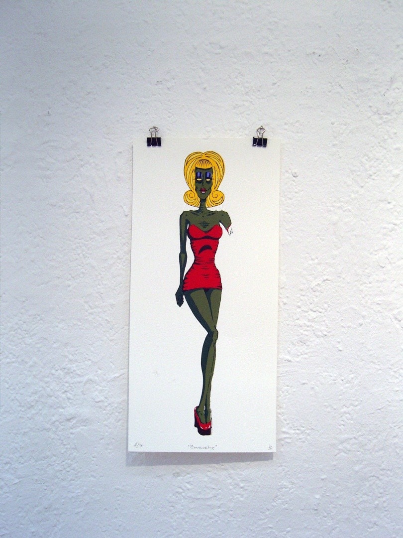 Zombarbie - Original Silkscreen Print 17x8