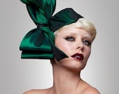 Couture Bow , Emeral Green Headpiece, fascinator