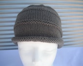Boys Bucket Hat with Rolled Hem- Handknitted