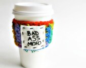 Bad Ass Mofo Funny Travel Mug To Go Cup Coffee Tea Cozy rainbow crochet handmade cover