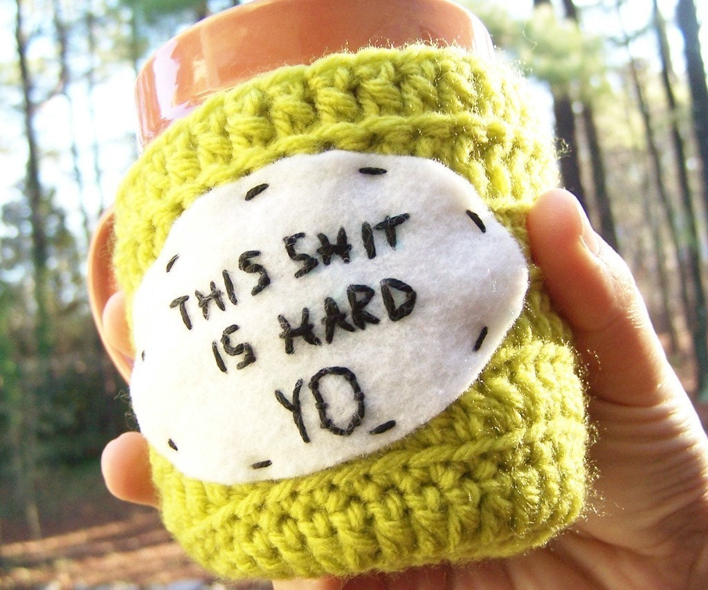 Coffee cozy mug cozy crochet green