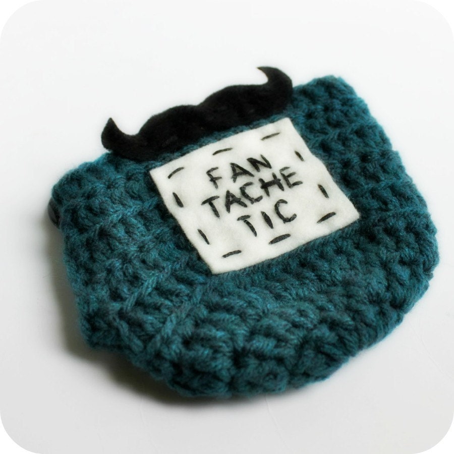 Mustache Mug Cozy Coffee Mug Tea Cup Cosy teal black crochet handmade cover
