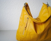 Leather purses Max medium yellow---Adeleshop handmade Leather bag Messenger hobo Shoulder bag Tote Handbag Hip bag Women
