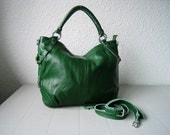 Leather hobo Flamingo green---Adeleshop handmade Leather bag Messenger Diaper bag Shoulder bag Tote Handbag Hip bag Women