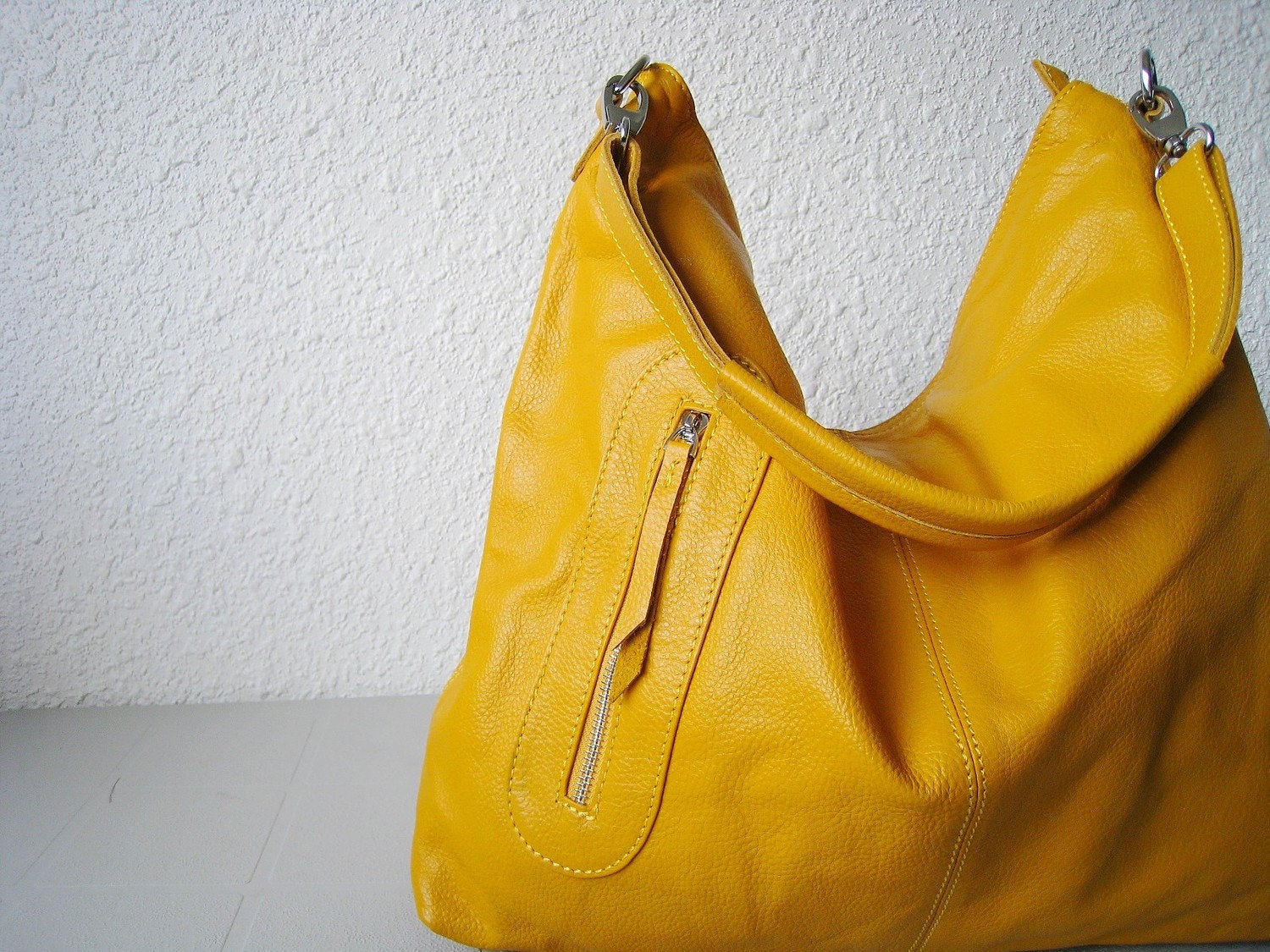 Leather purses Max medium yellow---Adeleshop handmade Leather bag Messenger hobo Shoulder bag Tote Handbag Hip bag Women
