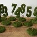 Garden Collection - Set of 9 Moss Covered Wedding Reception Table Numbers on Base (SET 1 - 9)