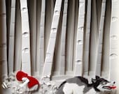 Little Red Riding Hood - Giclee Print of Paper Illustration 8inx10in