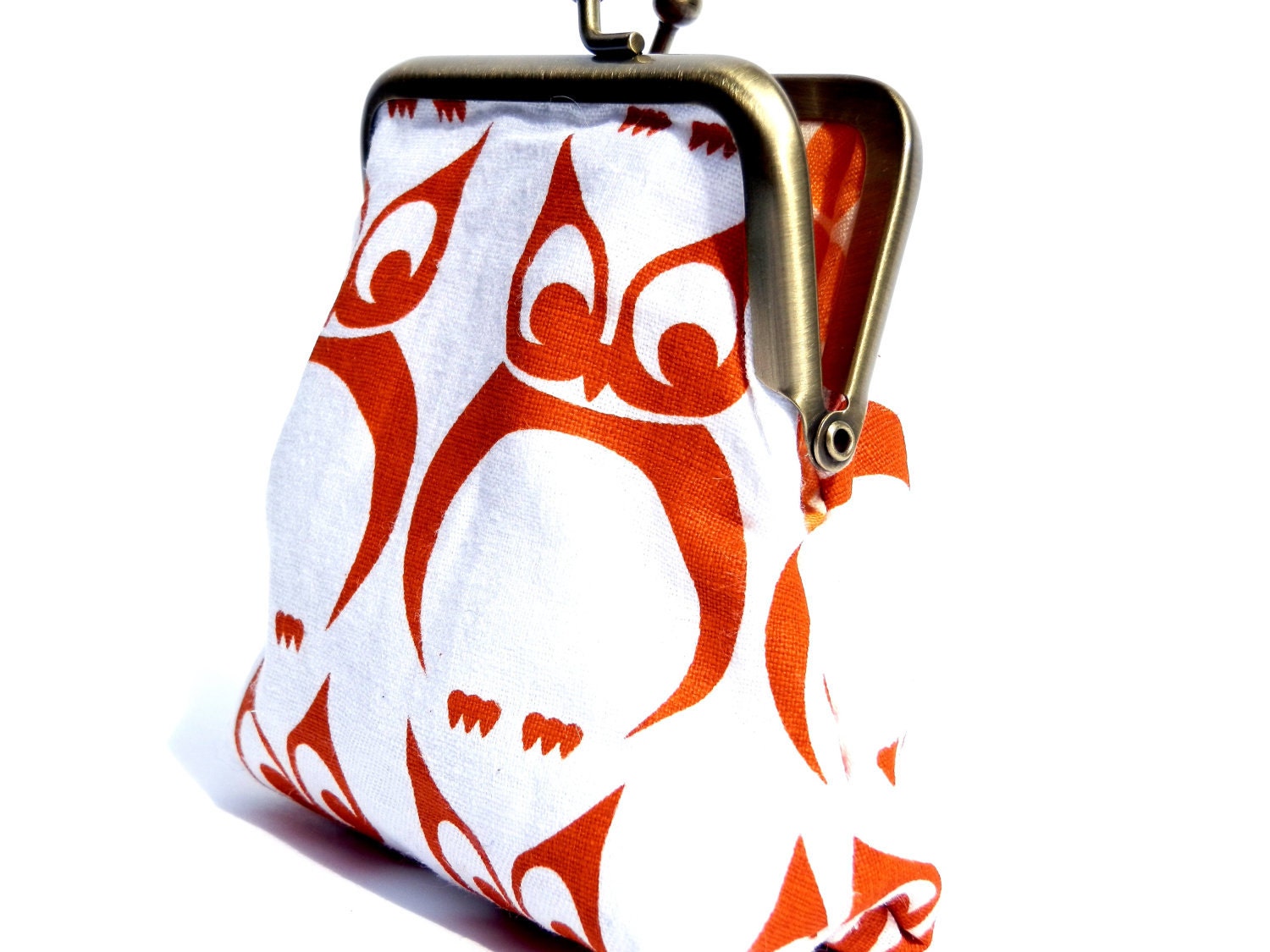 Orange owl coin purse large size