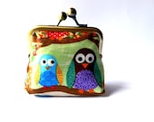 Owl coin purse on branches green brown colorful