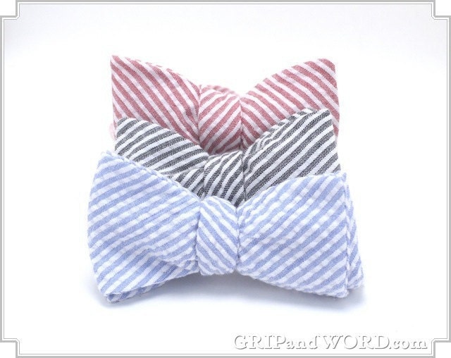 Seersucker Trio - Set of Striped Freestyle Bow Ties