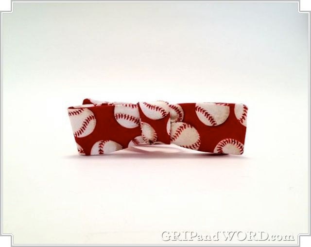 The Cooperstown - Skinny Red Baseball bow Tie