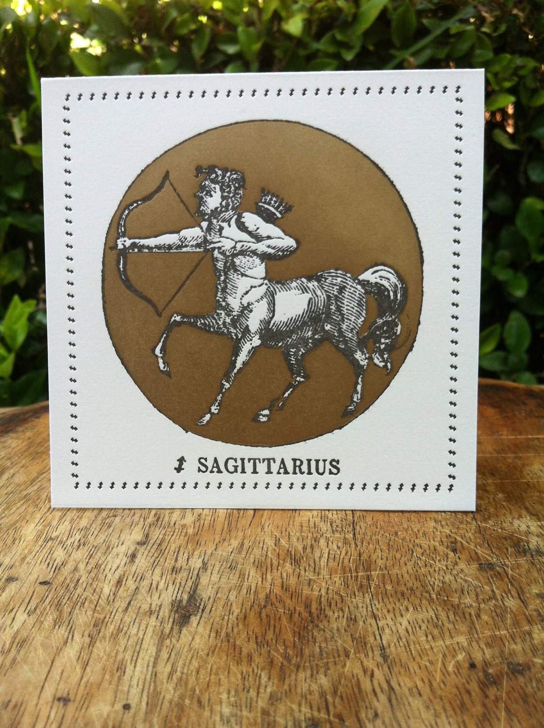 Zodiac Card ... SAGITTARIUS . November 22 - December 21 //// Hand Letterpressed