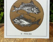 Zodiac Card ... PISCES . February 19 - March 20 //// Hand Letterpressed