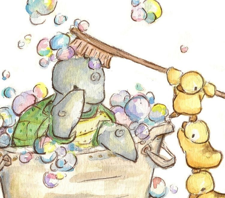 Bubble Bath. PRINT 8X10. Nursery Art Wall Decor