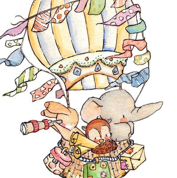 Children Art. Sailing for Adventure. PRINT 8X10. Nursery Art Home Decor