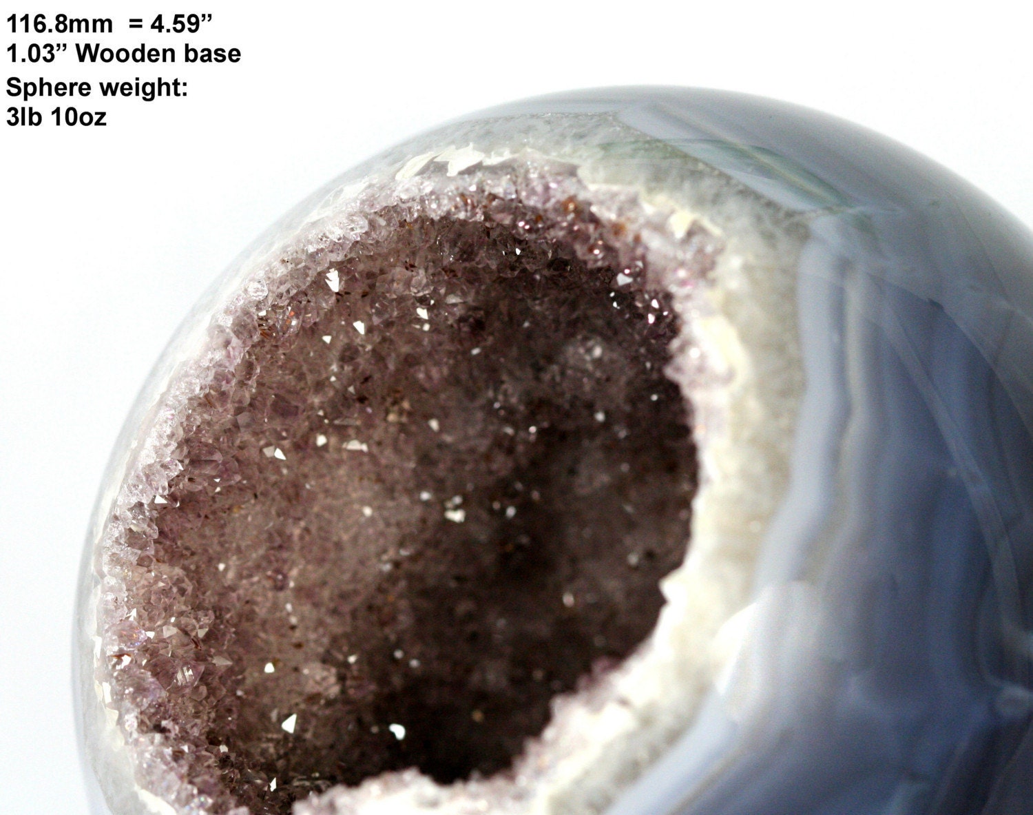 Sphere, Agate Geode Crystal Quartz Druzy, Blue,Gray, Smoky Brown,  4.59 Inch Home, Office Decor
