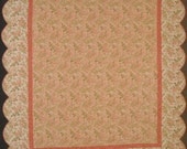 Spring Floral Quilted Queen Bedspread with Scalloped Edge