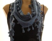 Last one..Blue shadow... Tassel scarf....Cotton scarf...Summer scarf