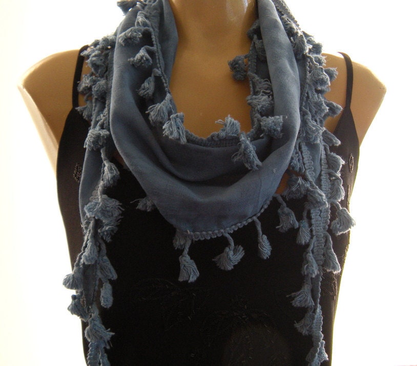 Last one..Blue shadow... Tassel scarf....Cotton scarf...Summer scarf