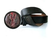 Foldformed Copper and Enamel Belt Buckle: Hemoglobin