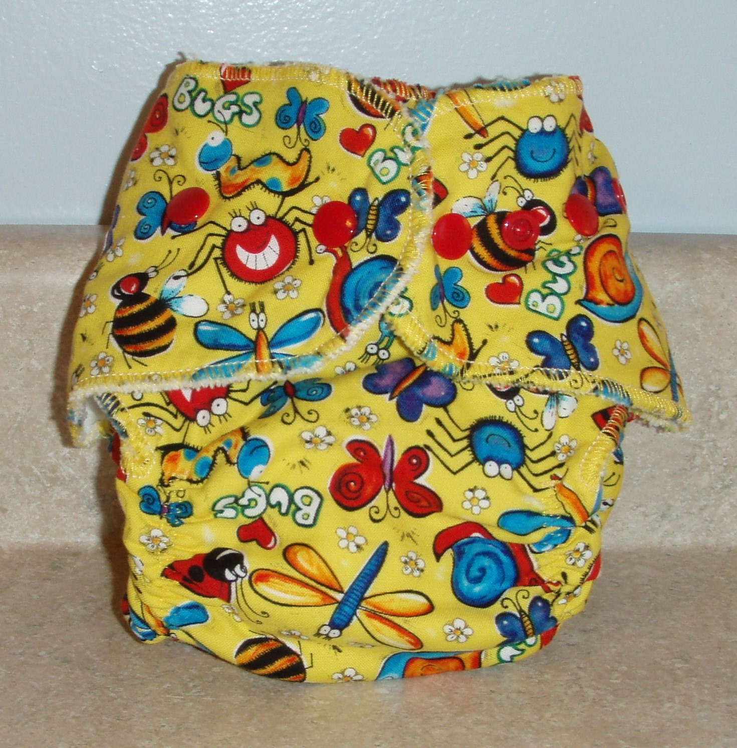 Fitted Medium Cloth Diaper- Bugs- 10 to 20 lbs