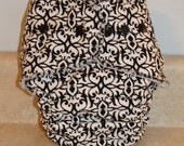 Fitted Large Cloth Diaper- Black and White - 20 to 30 lbs