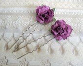Purple Passion-Romantic Purple Handmade Paper Rose Victorian Hair Pins-Set of 2-Symbolizes Falling In Love At First Sight