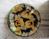 Flower Lover's Window Into The Garden-Pressed Flower Pansy and Buttercup Glass Paperweight