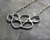 Silver Metal Pendant Necklace, Modern Teardrop Bubble Pendant, Silhouette, 18 Inch Chain - WISHES