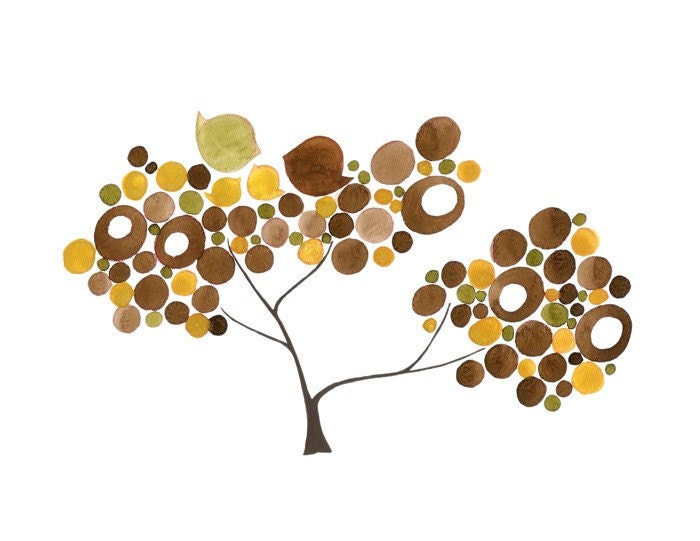 Bird nest BROWNS FAMILY TREE, modern poster, abstract art print,  limited edition digital art poster, wish decor teen watercolor painting