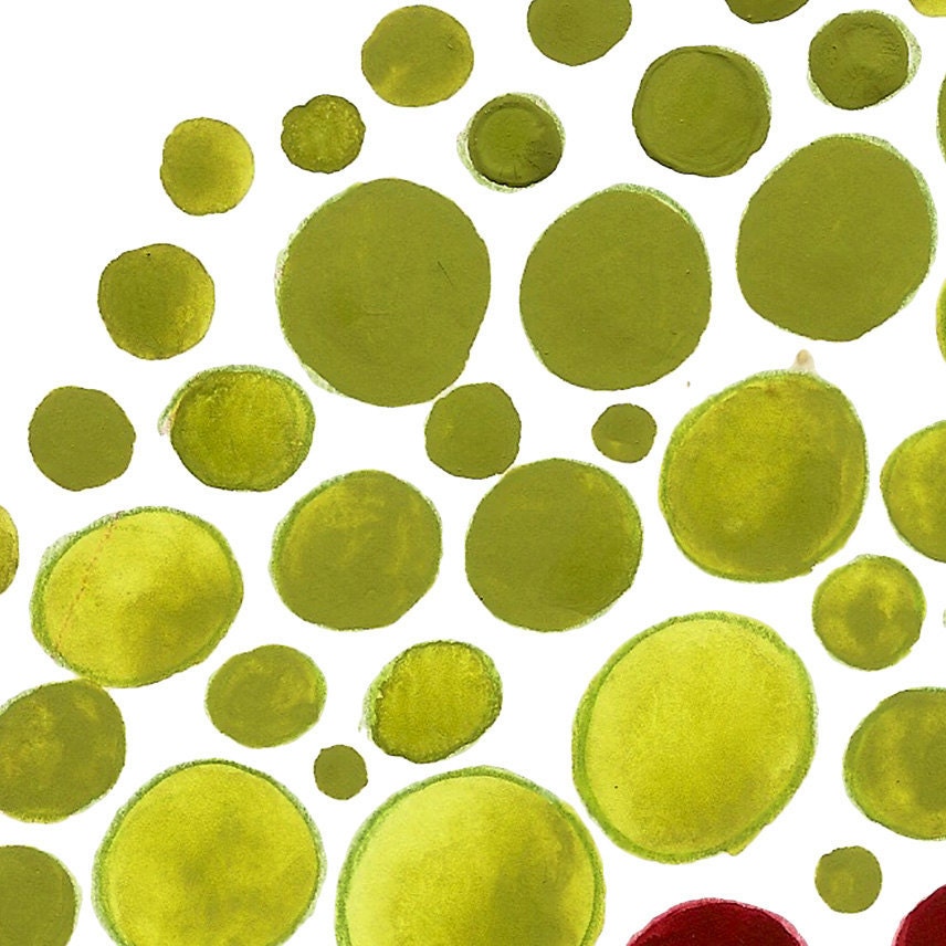 Christmas GREEN BALLOON TREE holiday home decor art print green red birds love birds kids wall art children bird illustration decoration