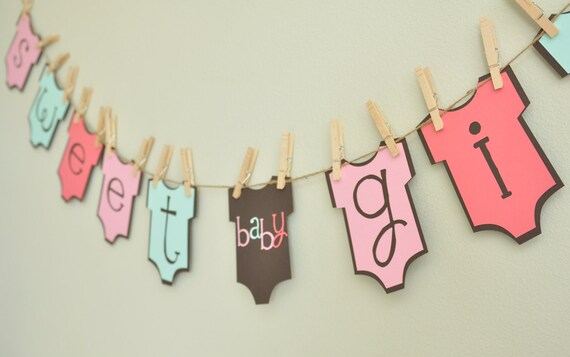 Baby girl onesie banner, baby shower, onesie theme, baby girl, party banner, baby shower decorations
