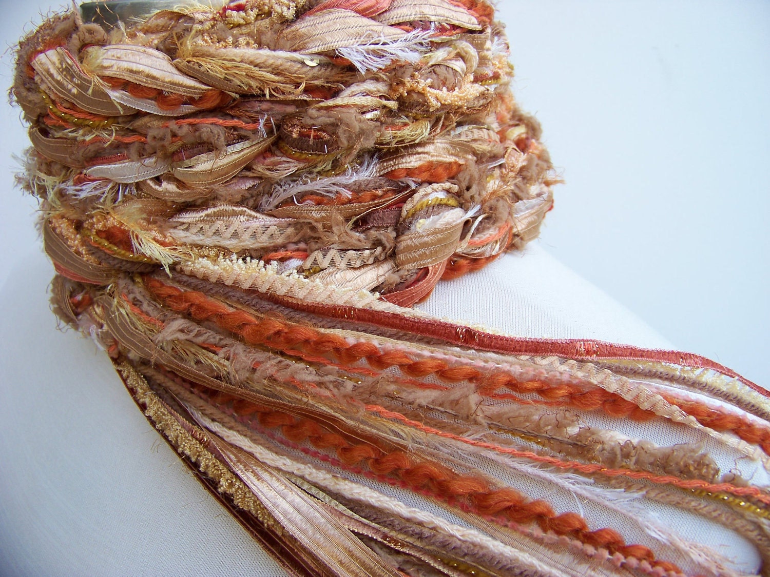 Crocheted Scarf, Knit Scarf, SUNSET Pippy Scarf, Womens Scarves, Skinny Scarf  scarf