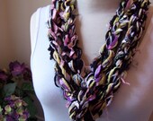 Crochet Scarf...The Pippy BUTTERFLY Skinny Scarf...Black and Pastels, Hand Knit Scarf, Womens Crochet Scarves