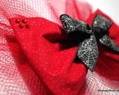 Extra Large Red Cotton and Tulle Red Spider Web Bow