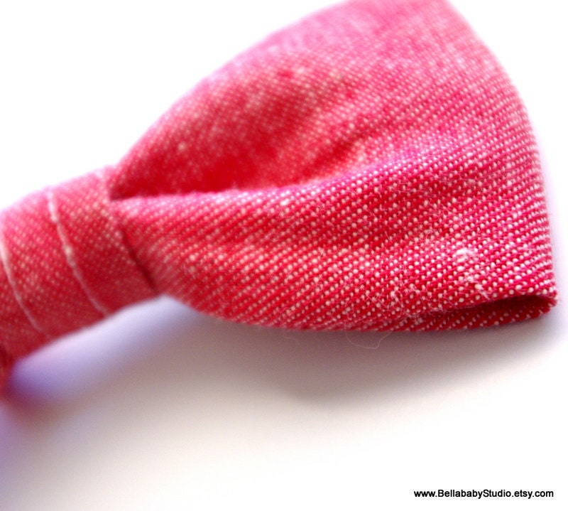 Red Denim Bow Hair Clip