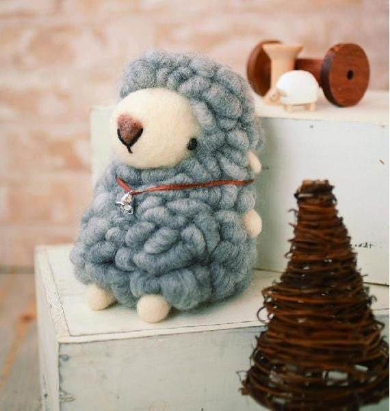 DIY handmade Large Felt Wool Gray Sheep kit package