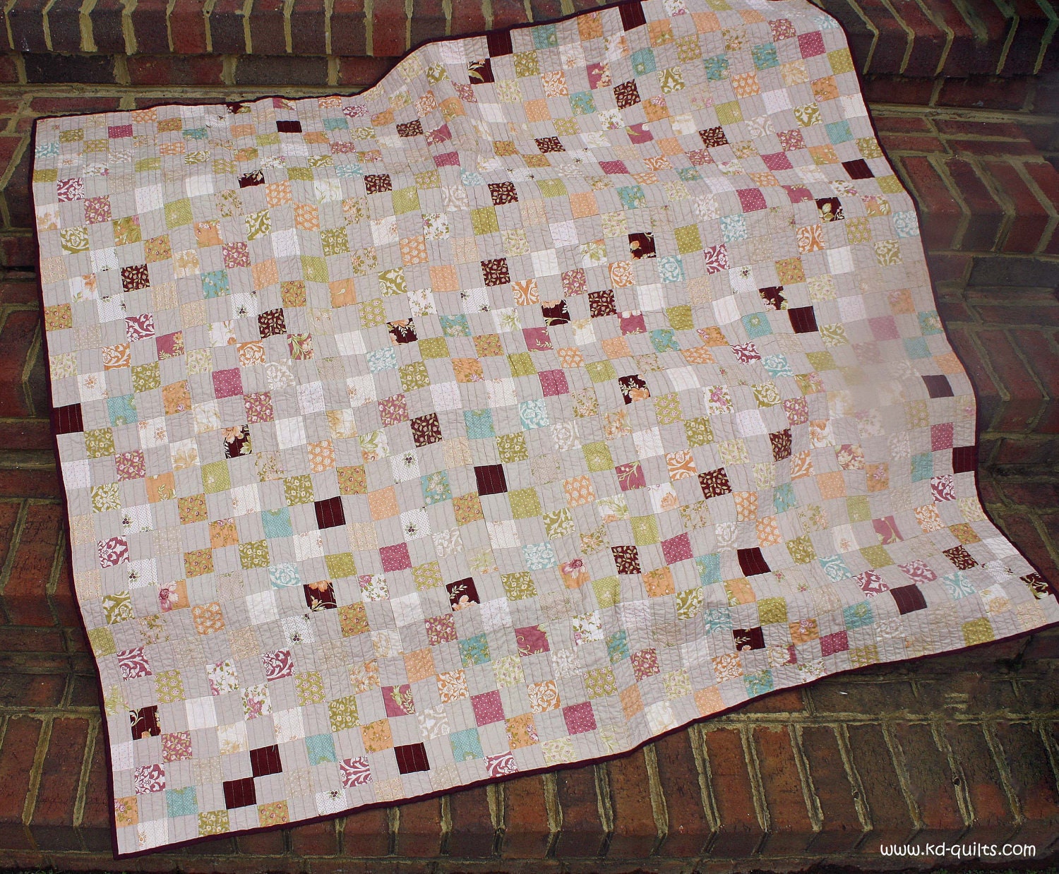 Postage Stamp Patchwork Large Quilt