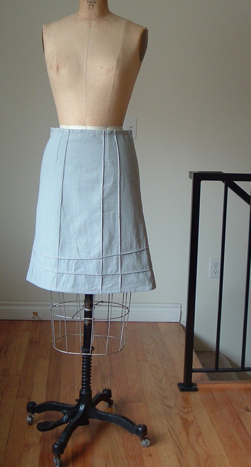 Grey Cotton Pin Tuck Skirt