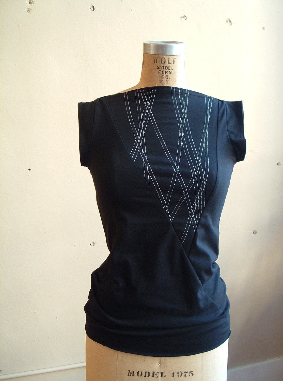 Shirt Triangle Top Black cotton jersey spring fashion- medium
