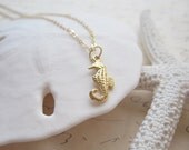 Gold Vermeil Seahorse Necklace,14k Gold Filled Chain, Sea Horse Pendant