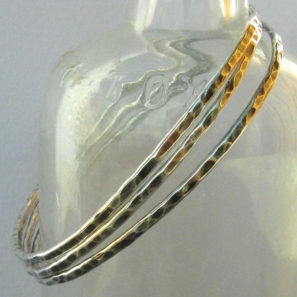 Hammered Sterling Silver Bangles - The Three Beautiful Sisters